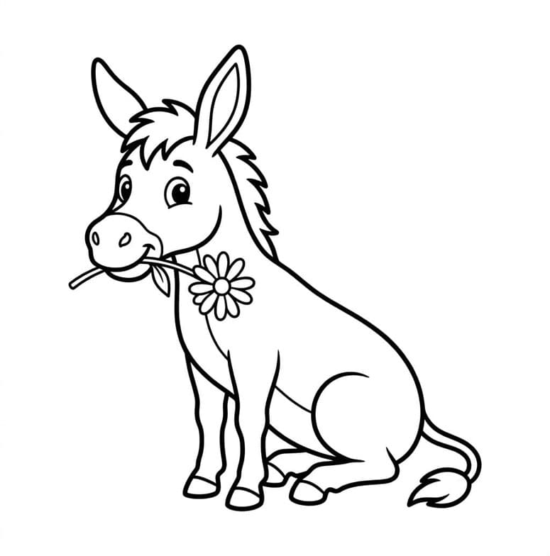 ζωγραφική Γάιδαρος και λουλούδια