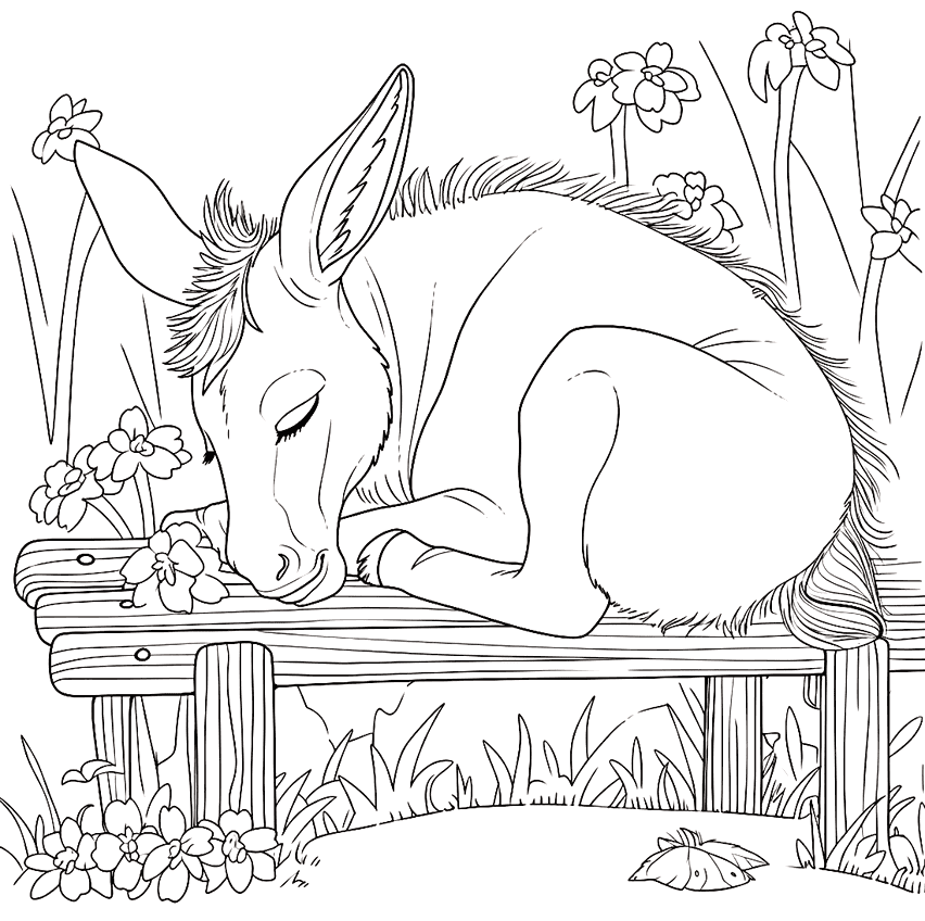 ζωγραφική Γάιδαρος που κοιμάται