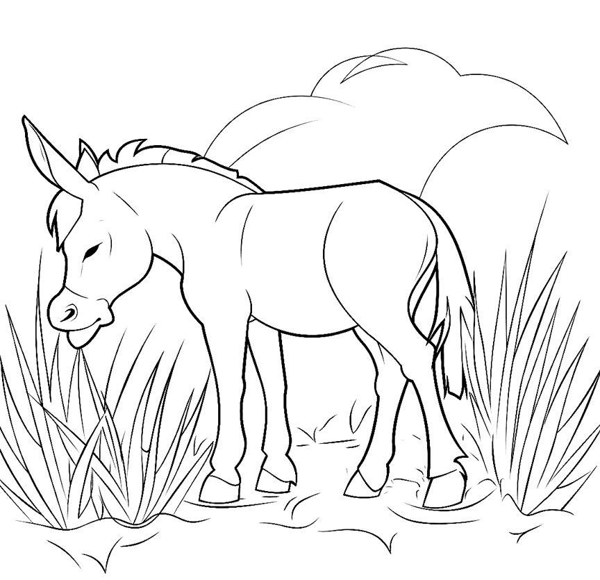 ζωγραφική Γάιδαρος που τρώει χόρτο