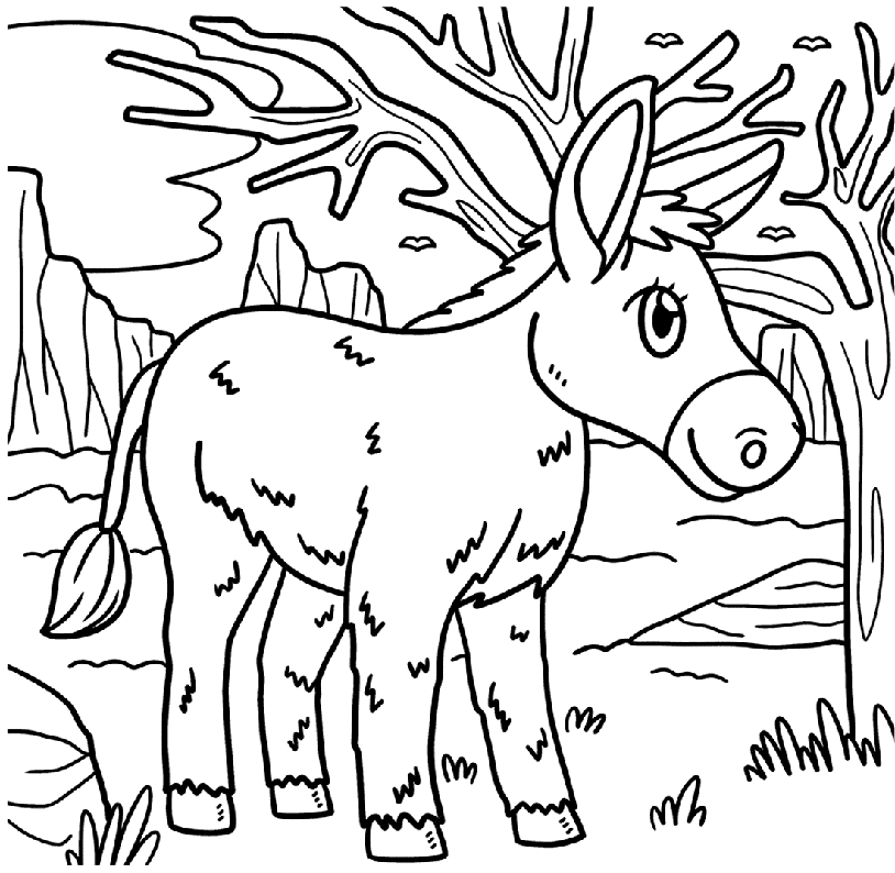 ζωγραφική Γάιδαρος σε μια φωτιά