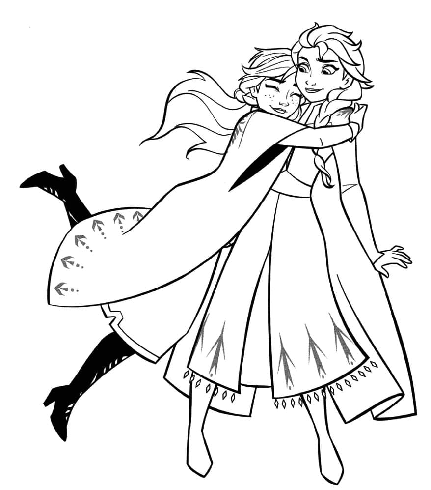 ζωγραφική Η Άννα αγκαλιάζει την Έλσα