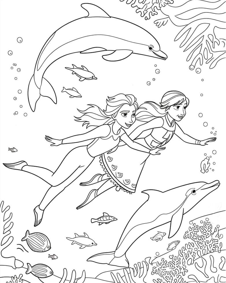 ζωγραφική Η Έλσα και η Άννα κάτω από τη θάλασσα