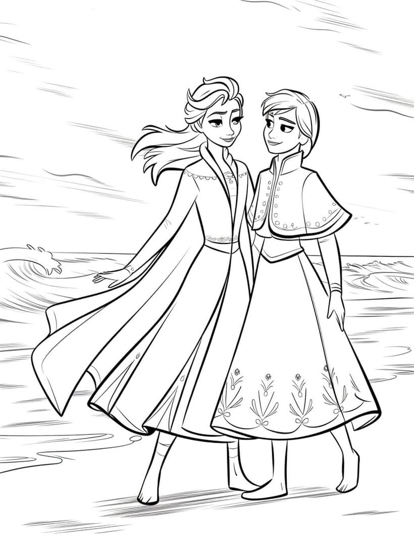 ζωγραφική Η Έλσα και η Άννα στην παραλία