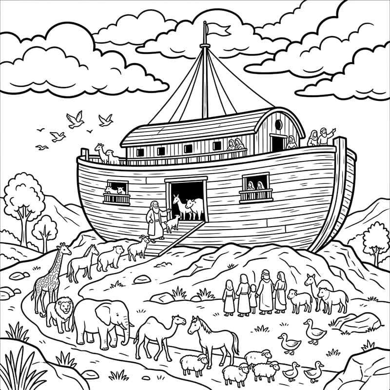 ζωγραφική Η Κιβωτός του Νώε αναπαύεται μετά τον Κατακλυσμό