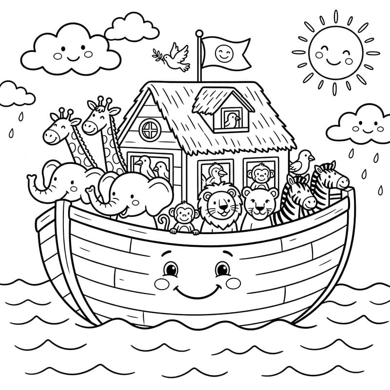 ζωγραφική Η Κιβωτός του Νώε Χαρούμενη με τα Ζώα