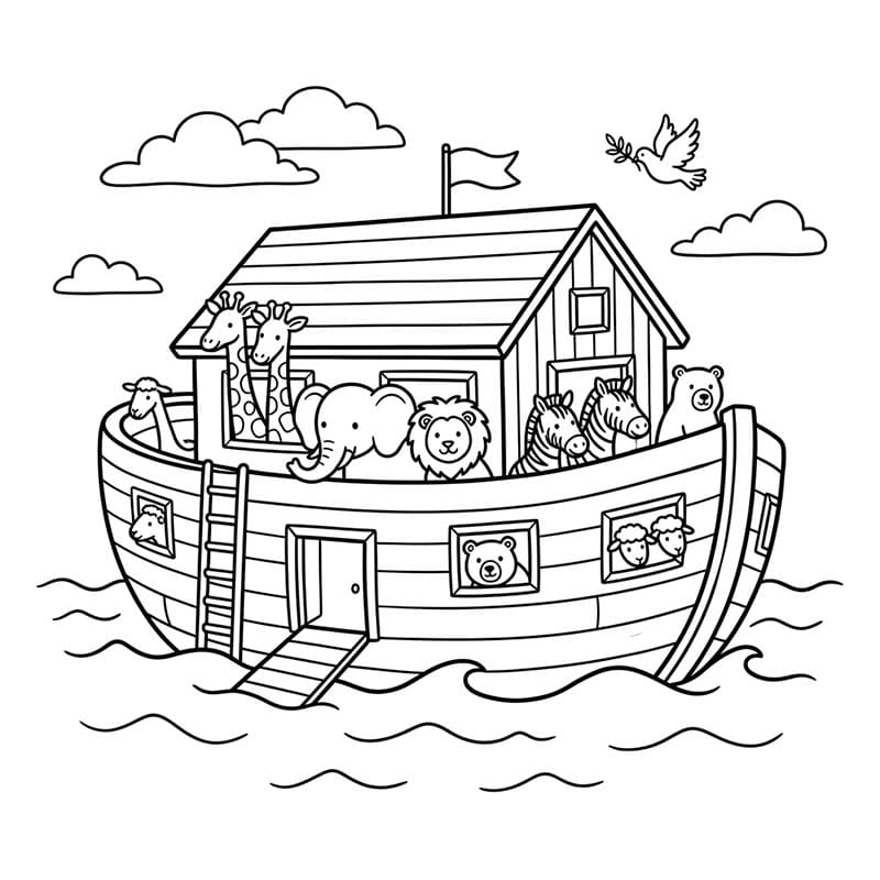 ζωγραφική Η Κιβωτός του Νώε ήταν γεμάτη ζώα