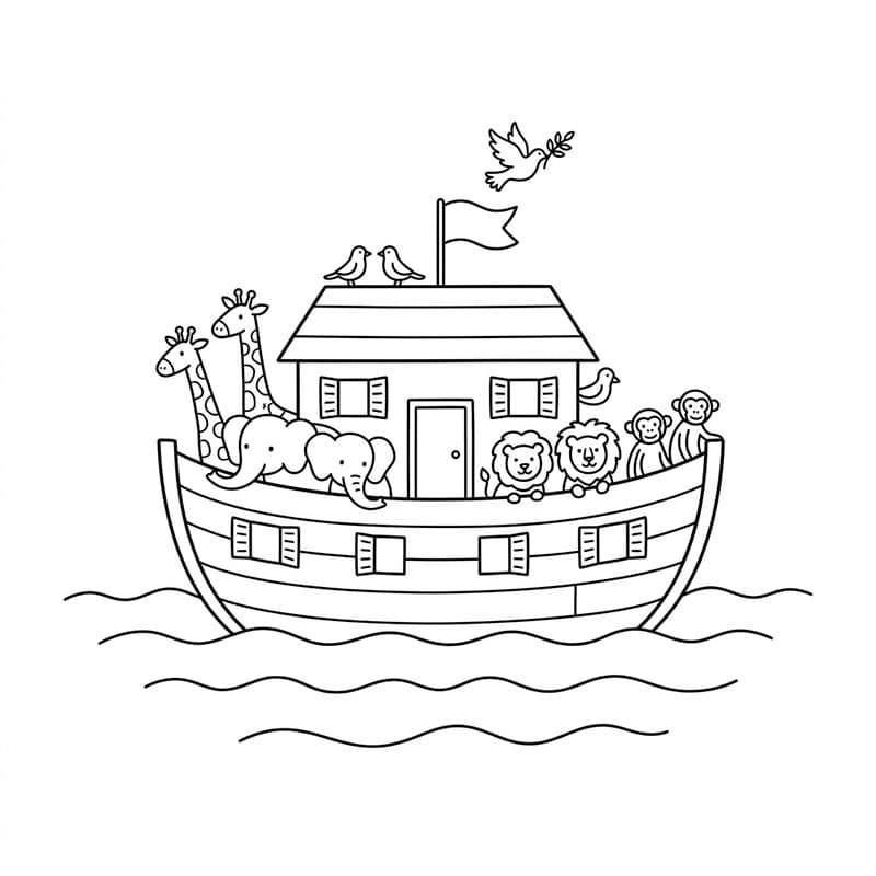 ζωγραφική Η Κιβωτός του Νώε με τα ήρεμα ζώα