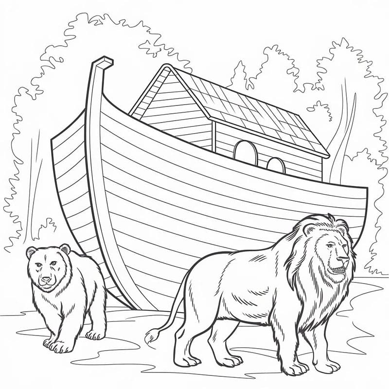 ζωγραφική Η Κιβωτός του Νώε με τα ζώα