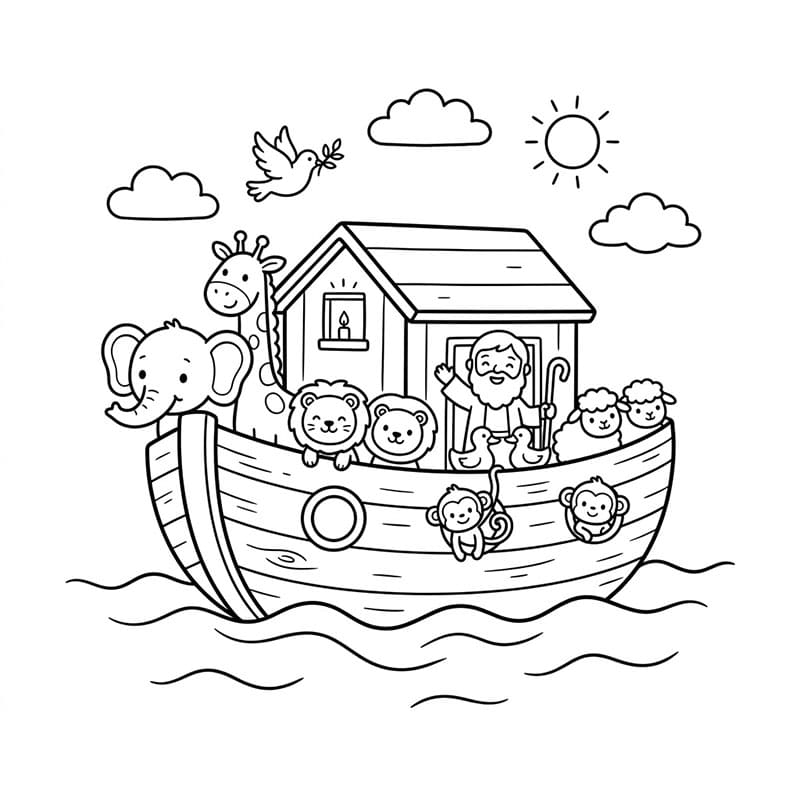 ζωγραφική Η Κιβωτός του Νώε με την οικογένεια του Νώε
