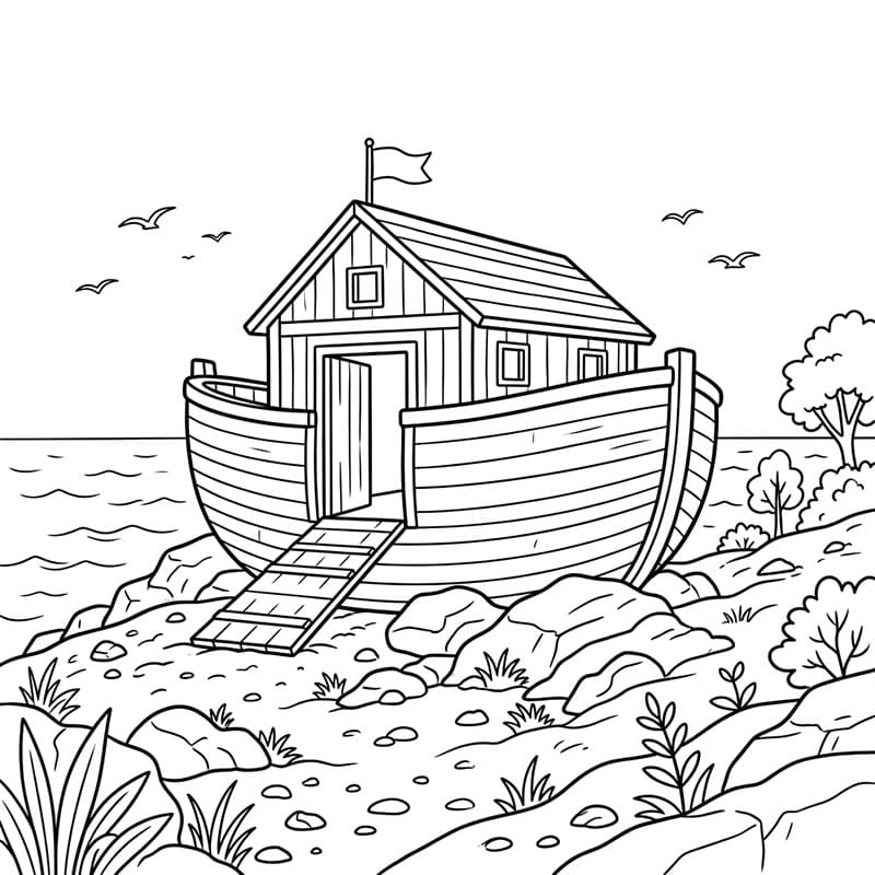 ζωγραφική Η Κιβωτός του Νώε σταμάτησε σε ξηρά