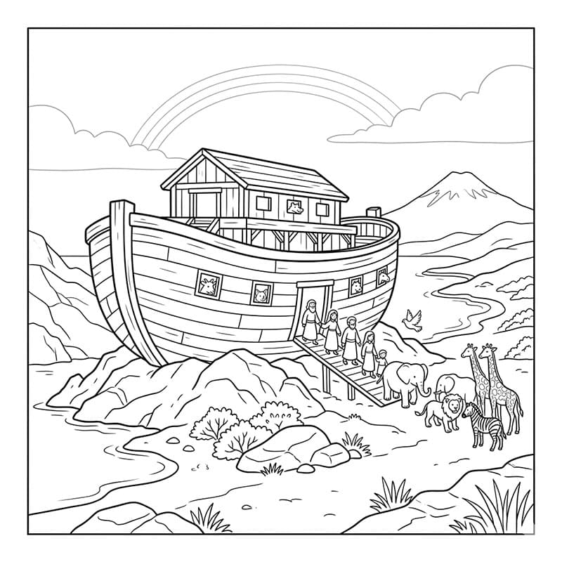 ζωγραφική Η Κιβωτός του Νώε στην ακτή