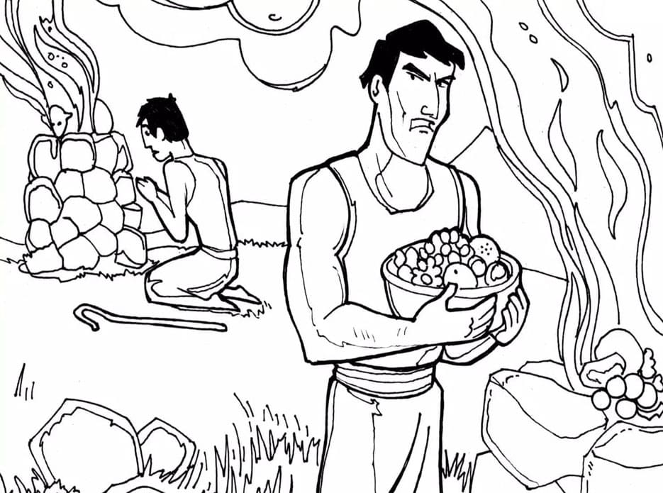 ζωγραφική Η θυσία του Κάιν και του Άβελ στον Θεό