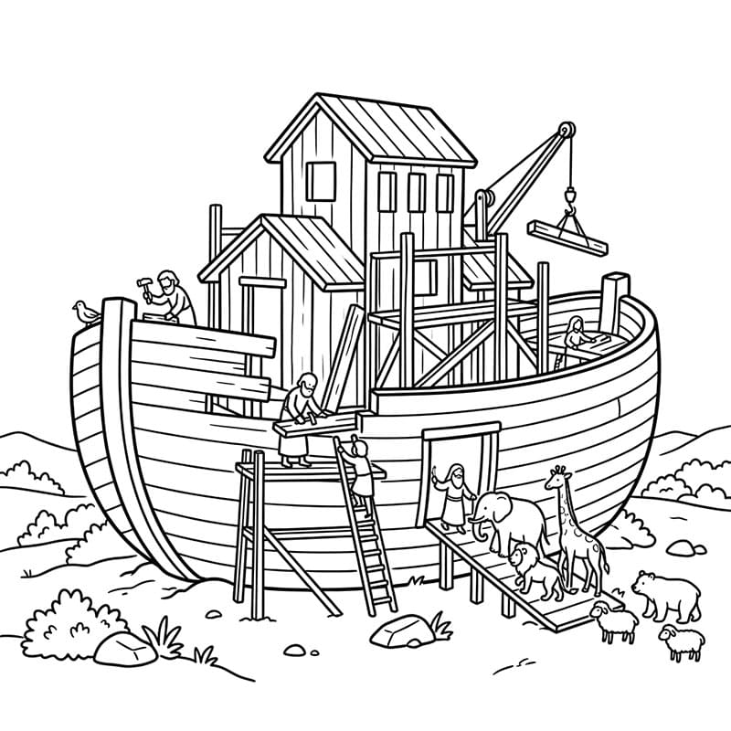 ζωγραφική Κατασκευάζοντας την Κιβωτό του Νώε