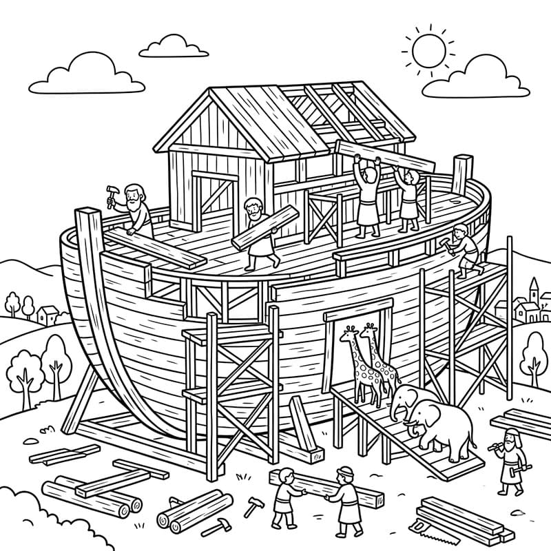 ζωγραφική Κατασκευή της Μεγάλης Κιβωτού του Νώε