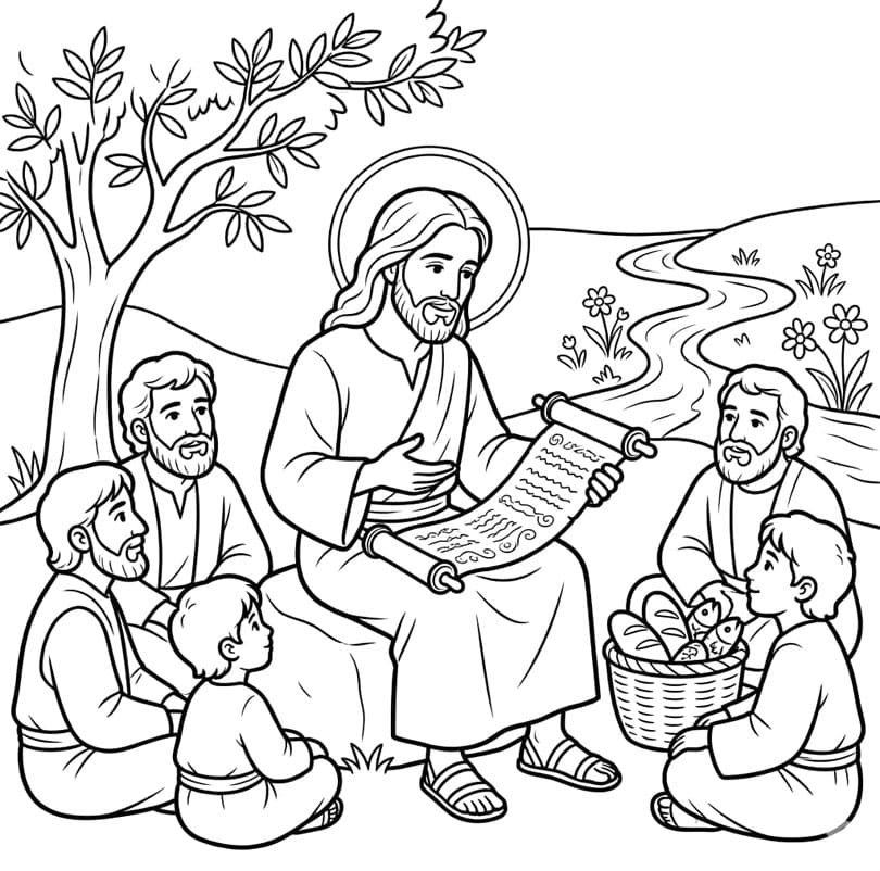 ζωγραφική Ο Ιησούς διδάσκει τους ανθρώπους