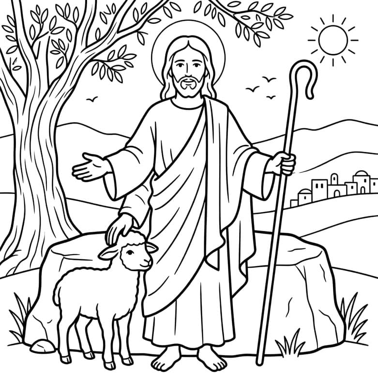 ζωγραφική Ο Ιησούς με το Αρνί