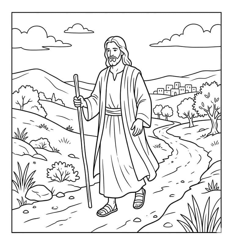 ζωγραφική Ο Ιησούς περπατάει