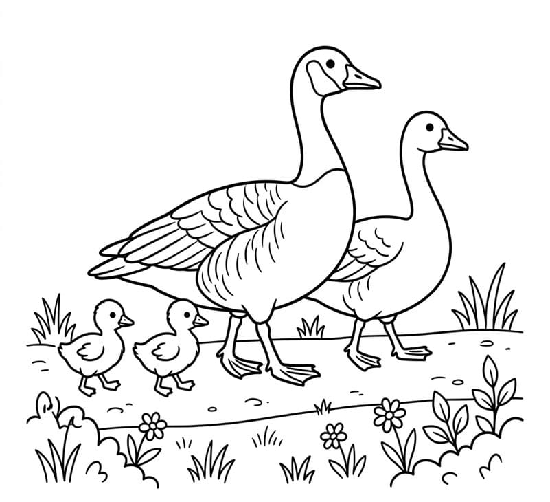 ζωγραφική Οικογένεια Χηνών