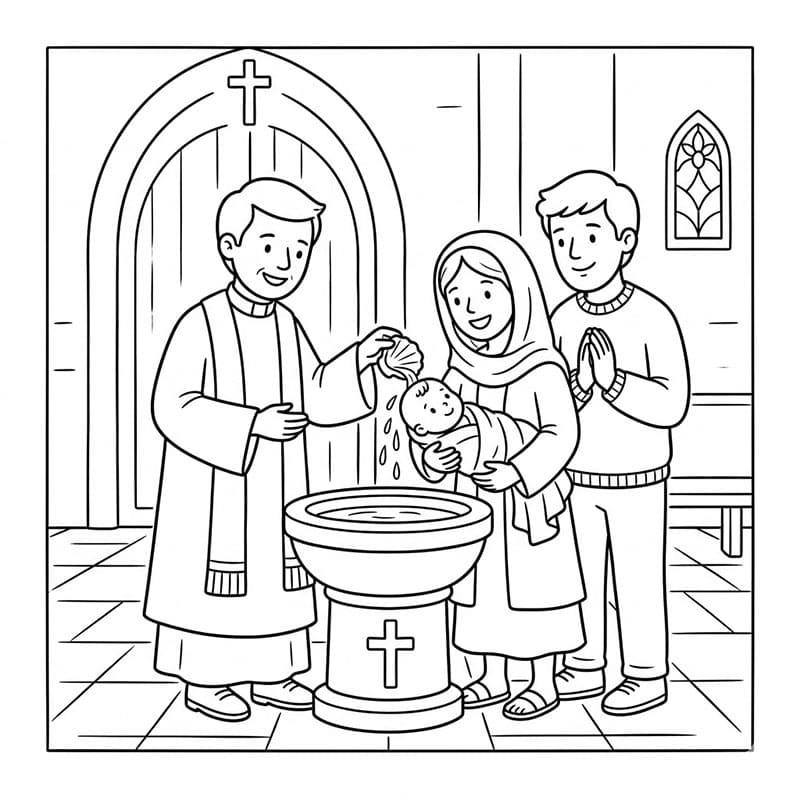 ζωγραφική Παραδοσιακό Βάπτισμα Ναού