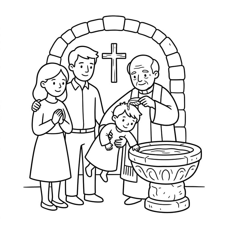 ζωγραφική Παραδοσιακό Βάπτισμα Οικογένειας