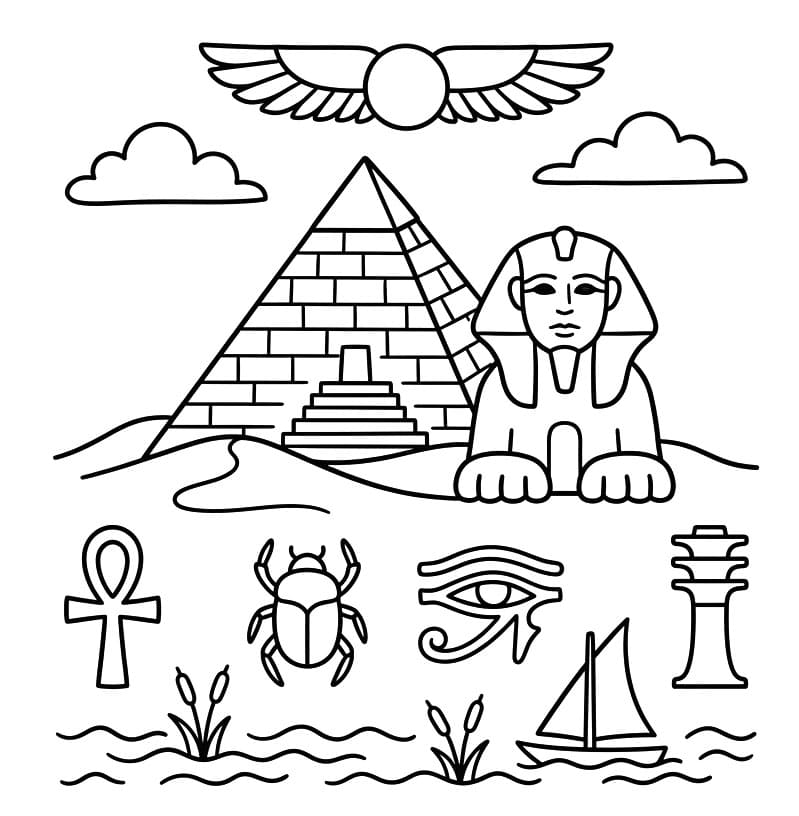 ζωγραφική Σφίγγα και Ιερά Σύμβολα