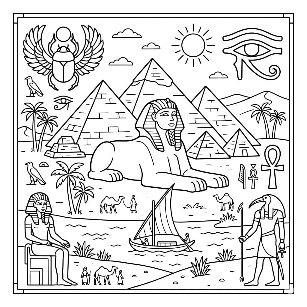 ζωγραφική Σφίγγα και Ποταμός Νείλος