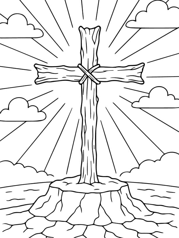 ζωγραφική Σταυρός με δέσμες φωτός