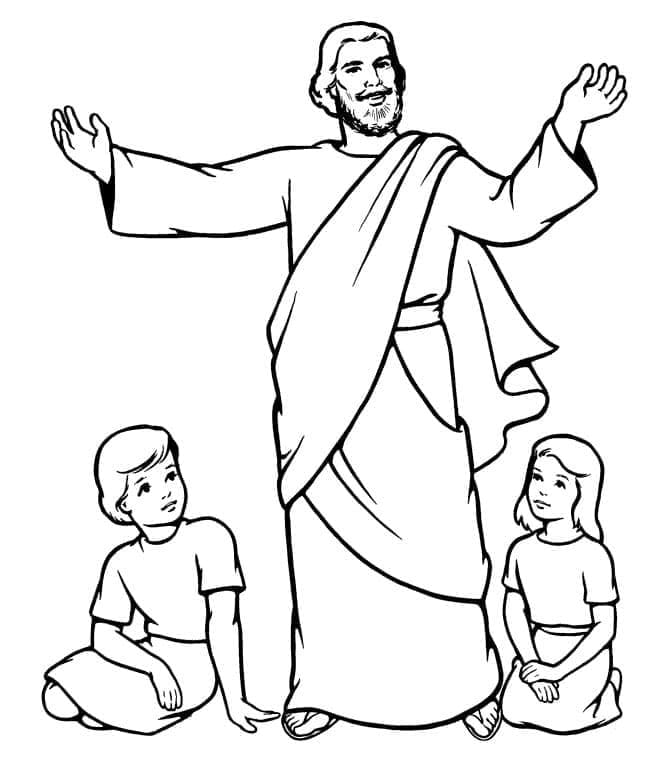 ζωγραφική Τα παιδιά και ο Ιησούς