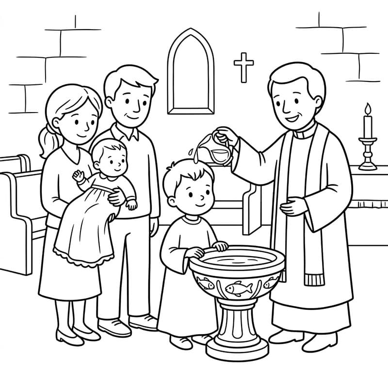 ζωγραφική Τελετουργικό Βάπτισμα Εκκλησίας