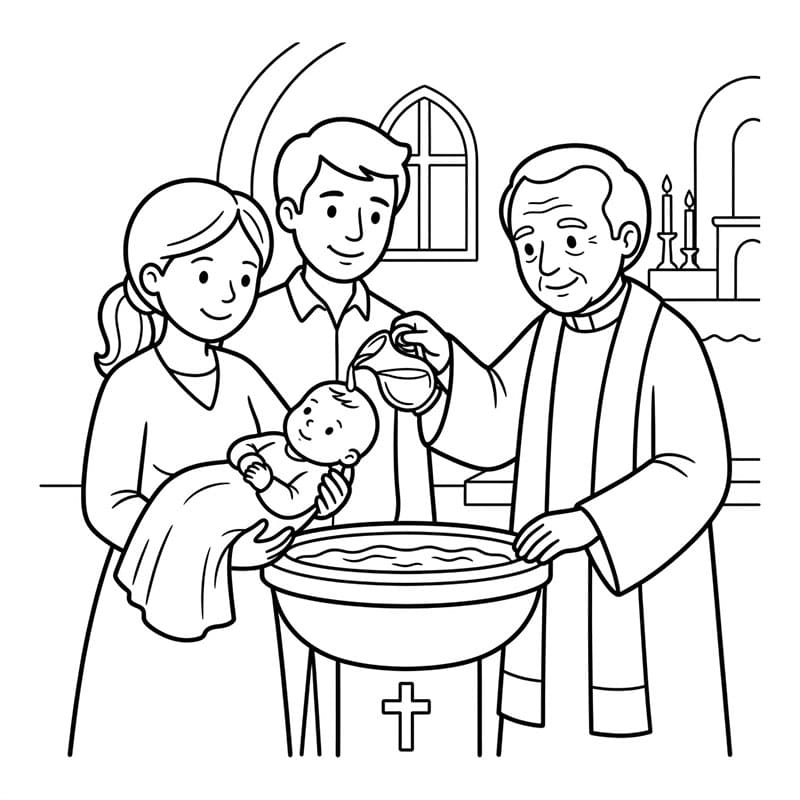 ζωγραφική Τρυφερό Βάπτισμα Νεογέννητου