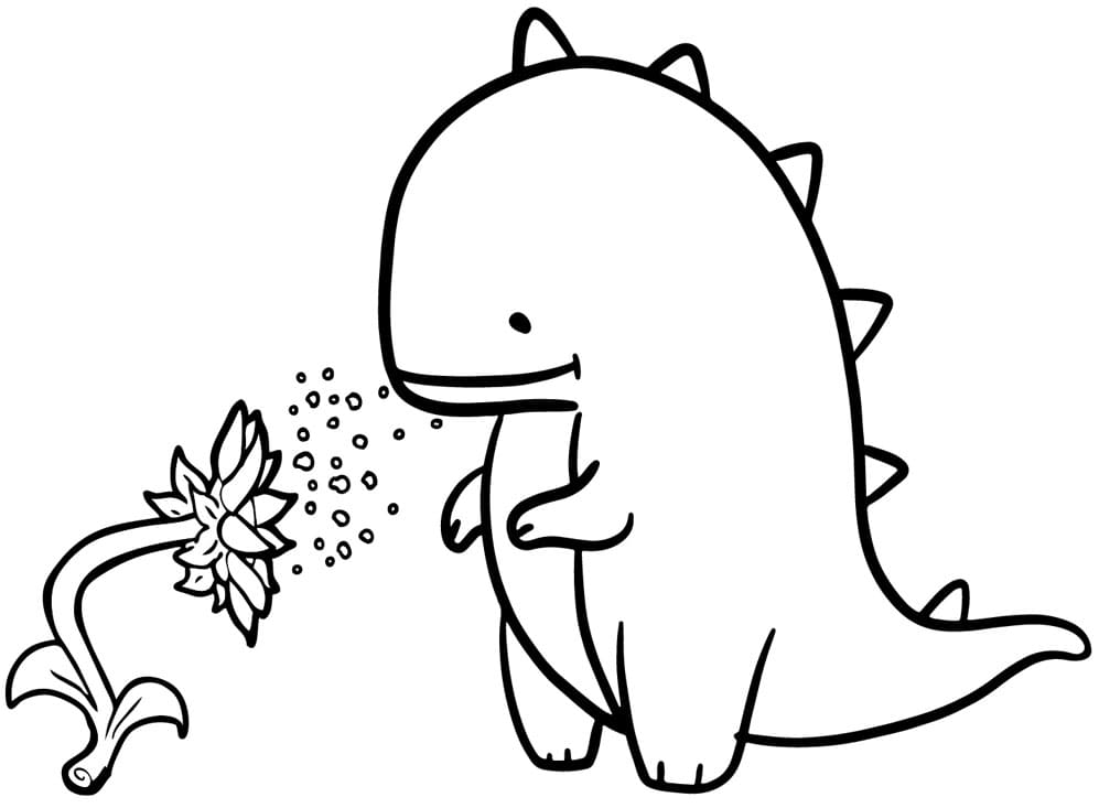 ζωγραφική Τυραννόσαυρος Ρεξ και Λουλούδι