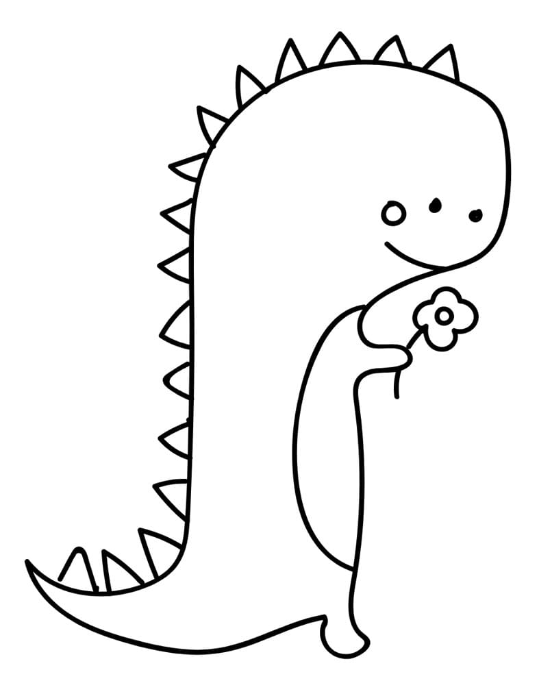 ζωγραφική Τυραννόσαυρος Ρεξ με λουλούδι