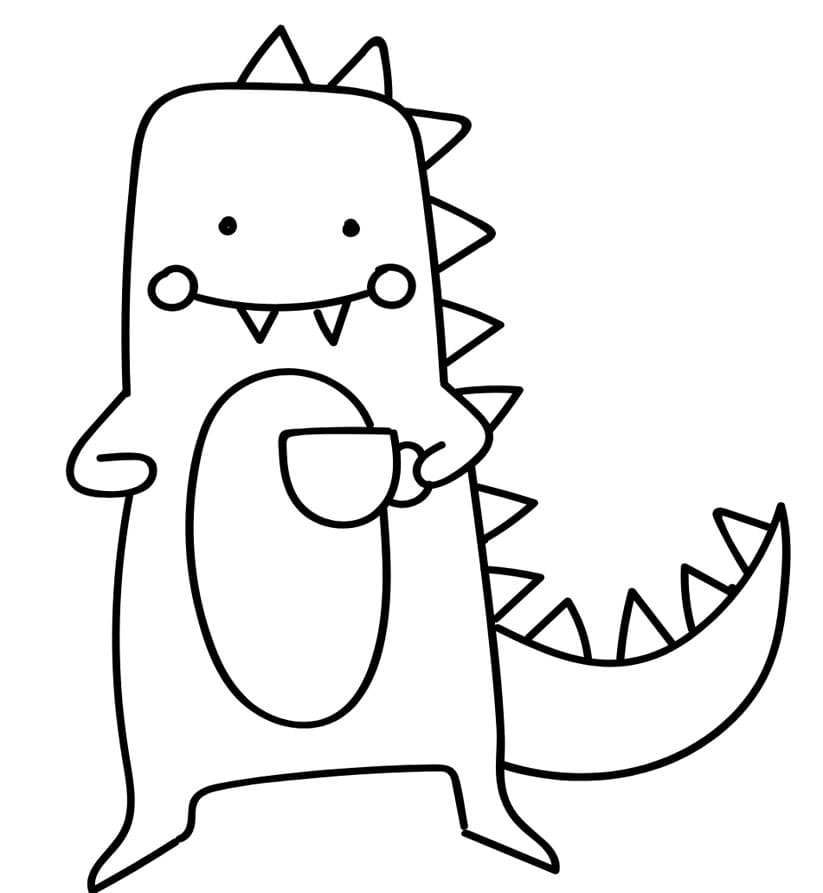 ζωγραφική Τυραννόσαυρος Ρεξ που πίνει τσάι