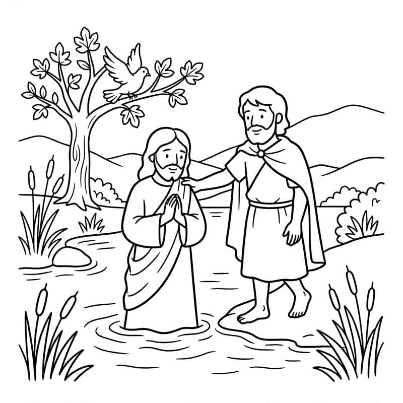 ζωγραφική Βιβλικό Βάπτισμα στην Φύση