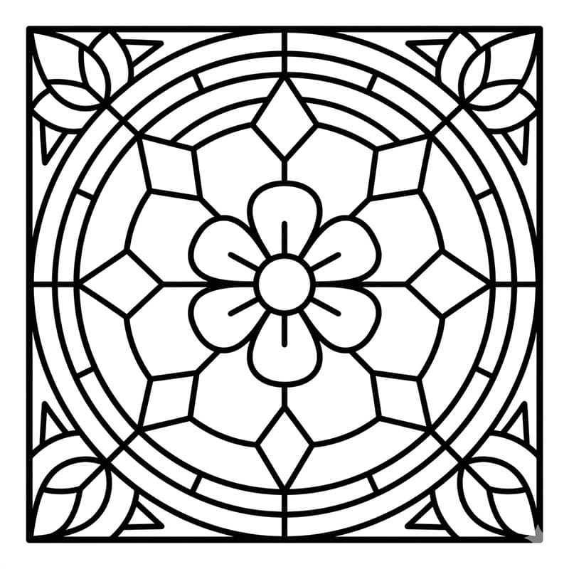 ζωγραφική Υαλογράφημα Ανθισμένος Κύκλος