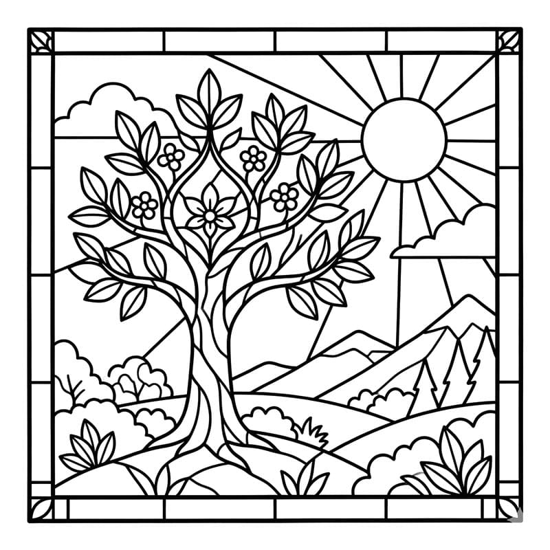 ζωγραφική Υαλογράφημα Δέντρο Ζωής