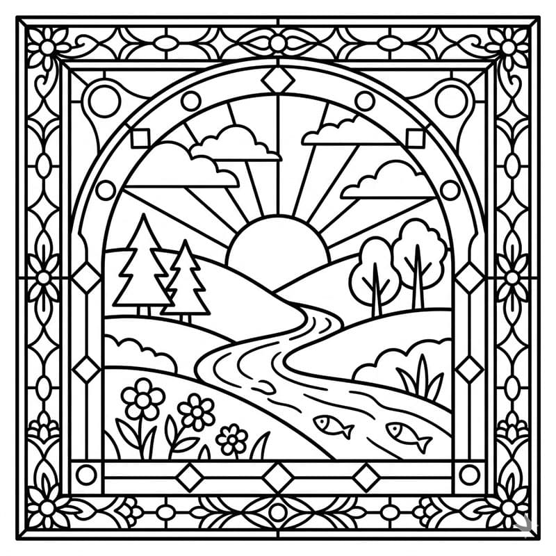 ζωγραφική Υαλογράφημα Τοπίο Αυγής